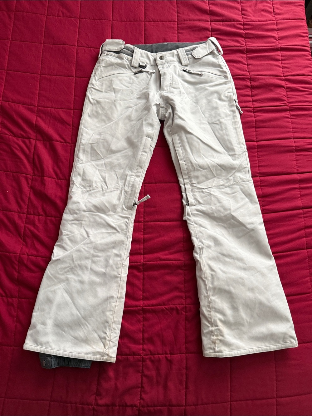 Women's White Snow Ski Pants - Insulated Winter Shell